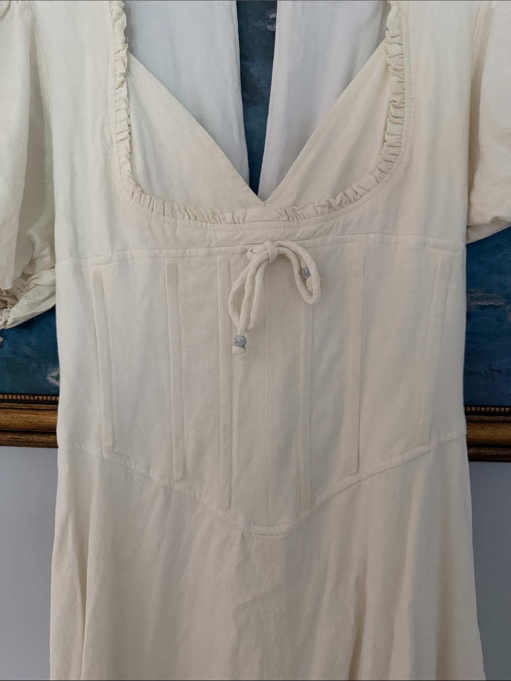 Maeve Anthropologie Corset Linen Midi Dress - Picture 4 of 7